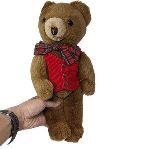 Vintage 1984 Gordon Fraser Schmid Musical Brown Red Teddy Bear Soft Toy 14"